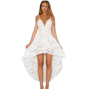 HELLO MOLLY Sunset Dance Maxi high low Dress White lace. Size 10 NWT